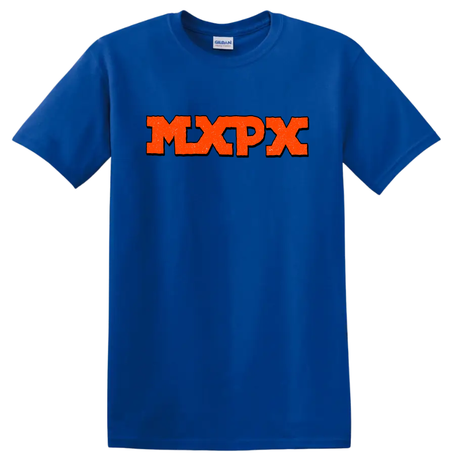 MxPx distressed punk rock band logo graphic on a Royal (Blue) T Shirt