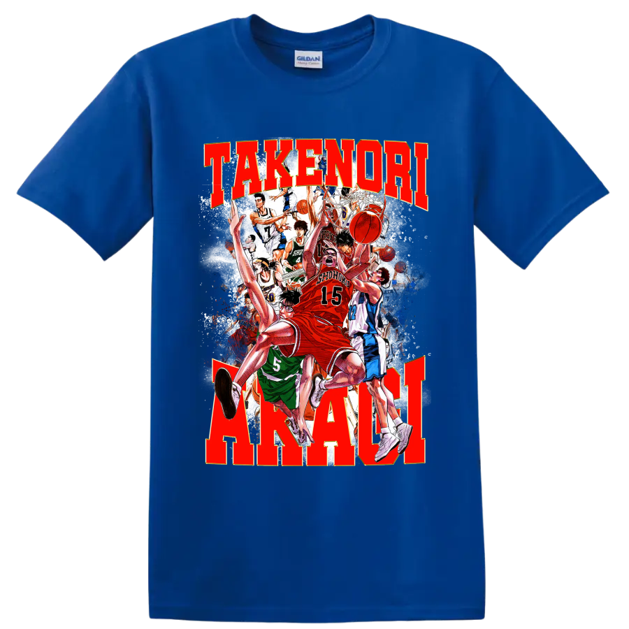 Hanamichi Sakuragi and Shohoku Slam Dunk manga basketball action collage on a Royal (Blue) T Shirt