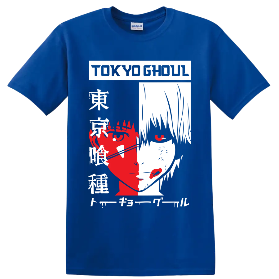 Faye Valentine Cowboy Bebop retro red, white, and black split portrait graphic on a Royal (Blue) T Shirt
