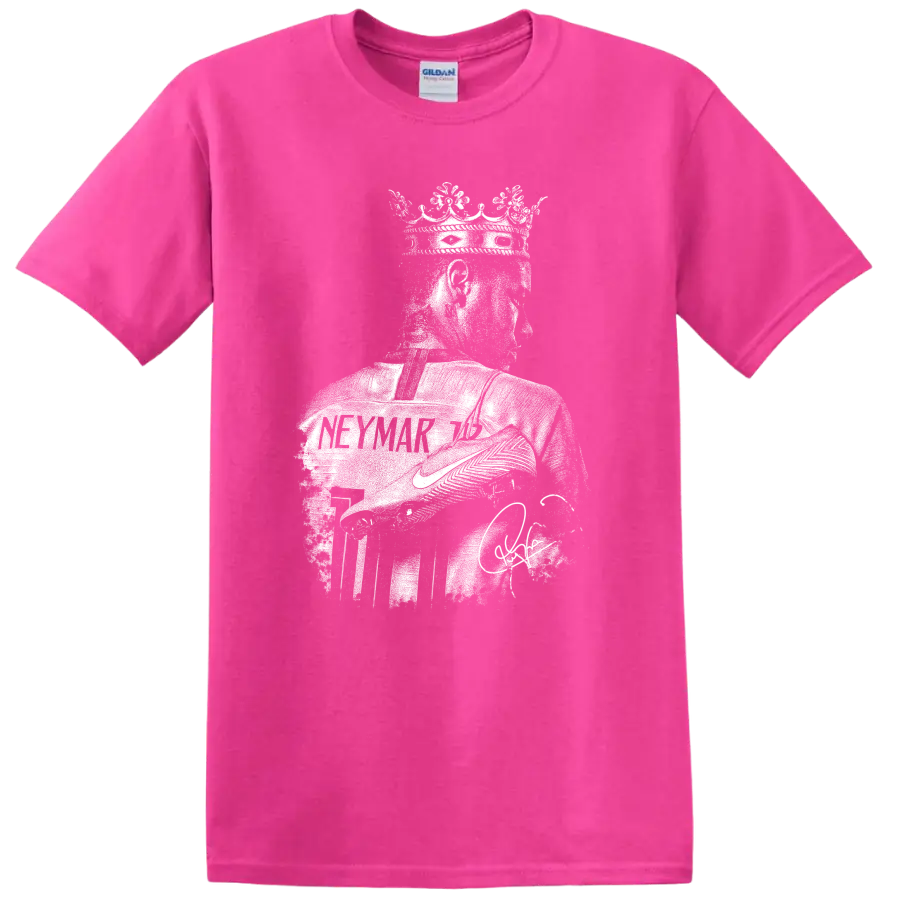 Retro Neymar soccer legend portrait graphic T - Safety Pink