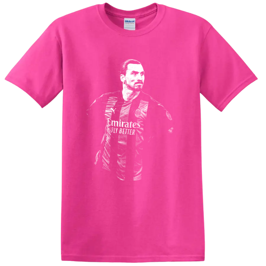 Retro soccer portrait of Zlatan Ibrahimović legend style T - Safety Pink