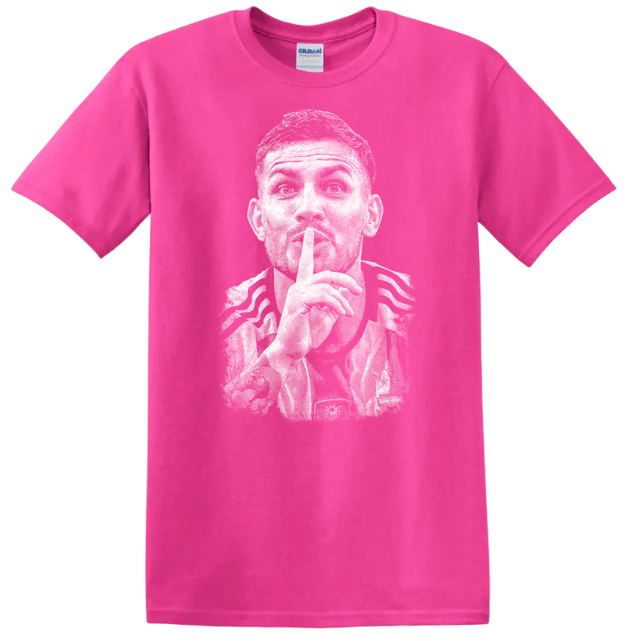Retro soccer player portrait of Leandro Paredes on T - Safety Pink