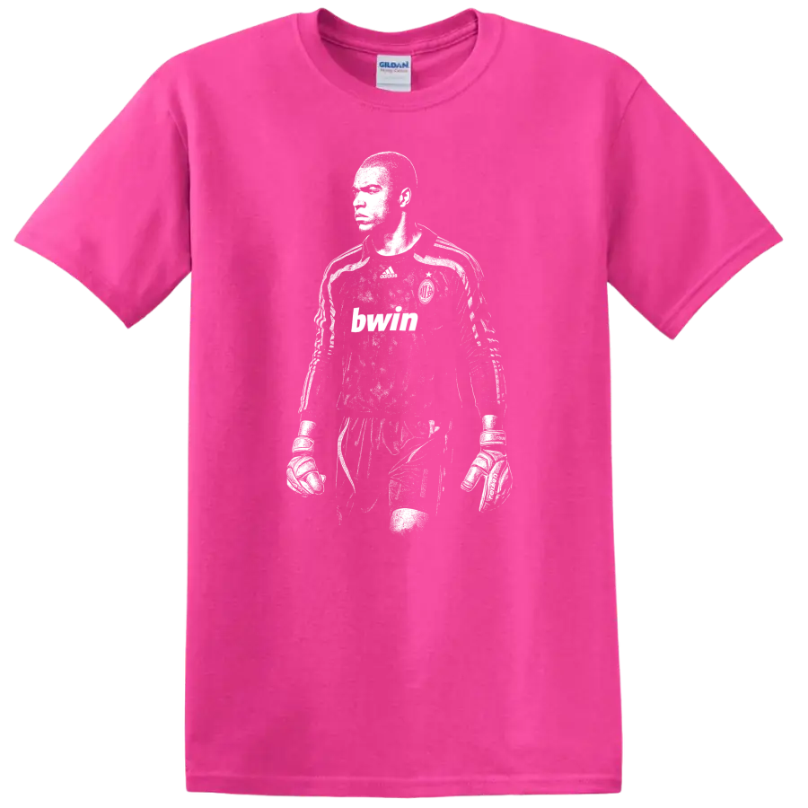 Black and white retro soccer portrait of Nelson de Jesus Silva T - Safety Pink