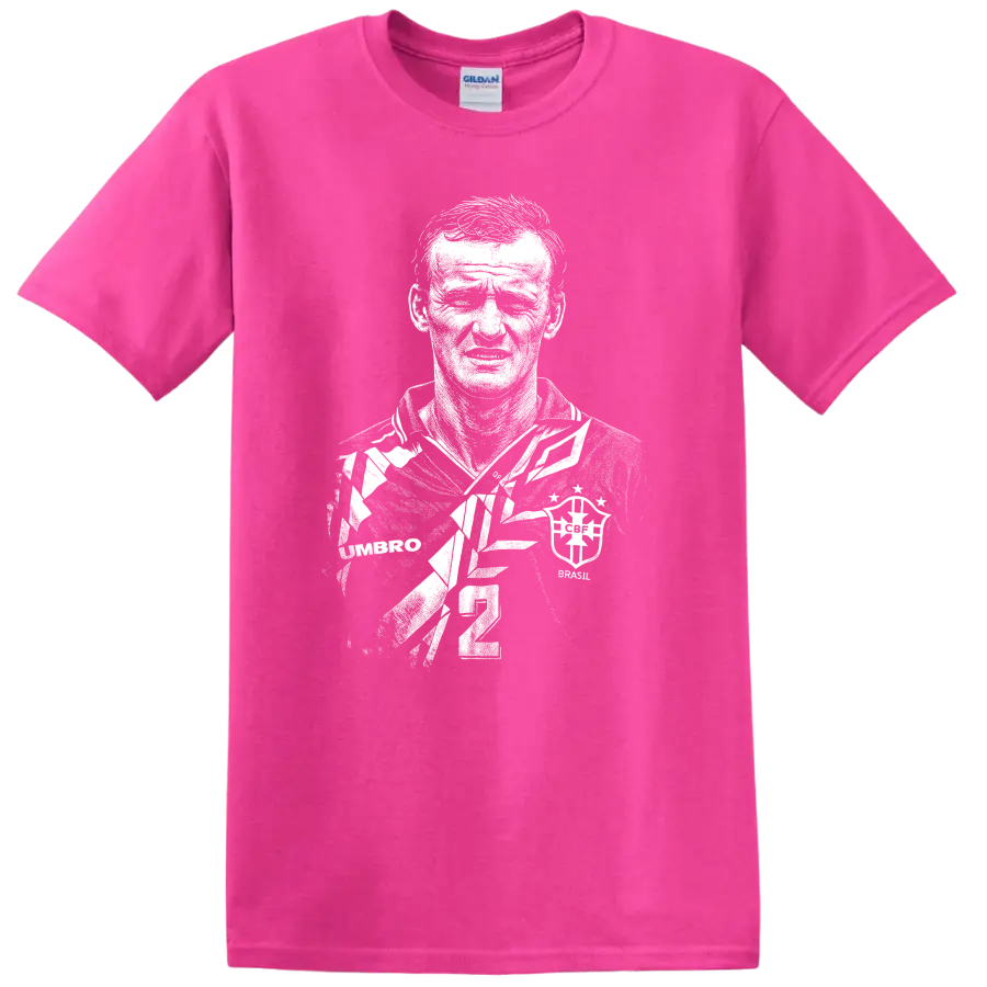 Black and white retro soccer portrait of Cláudio Taffarel T-shirt - Safety Pink