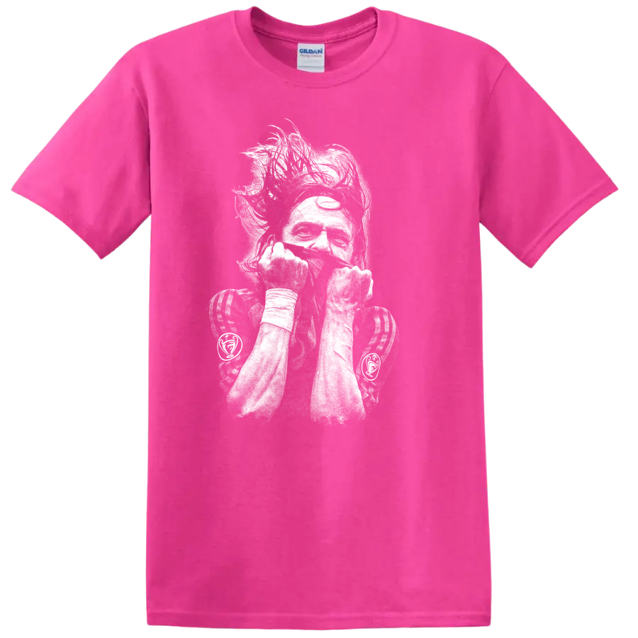 Retro soccer portrait of Zlatan Ibrahimović style T Shirt - Safety Pink