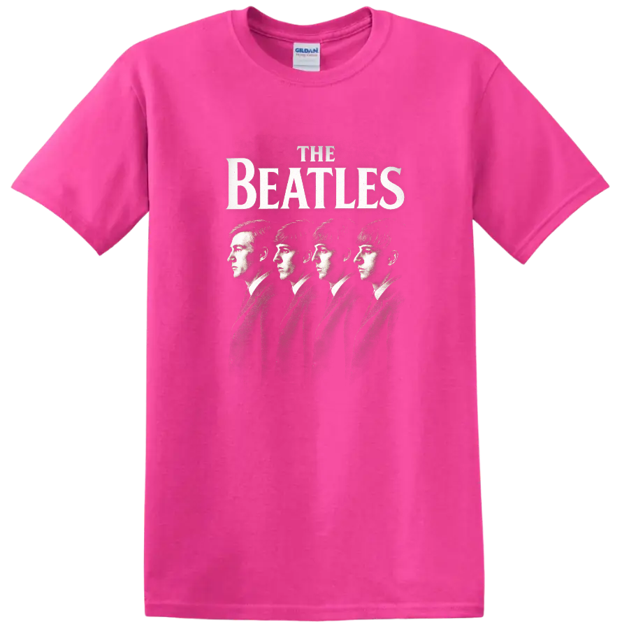 The Beatles Retro Rock Album Cover Style T Shirt - Safety Pink