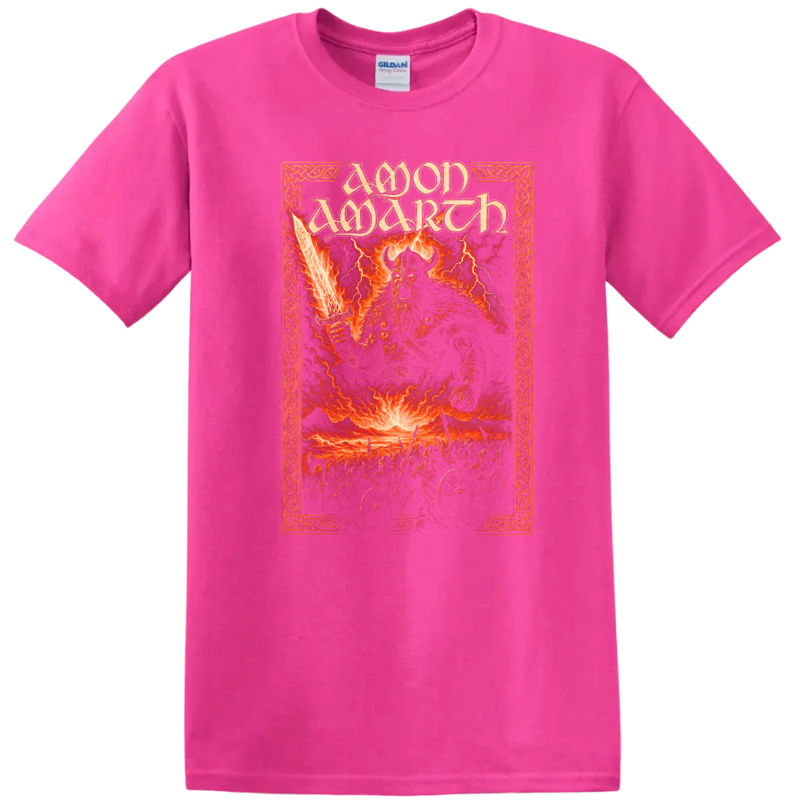 Amon Amarth Viking Heavy Metal Album Art T Shirt - Safety Pink
