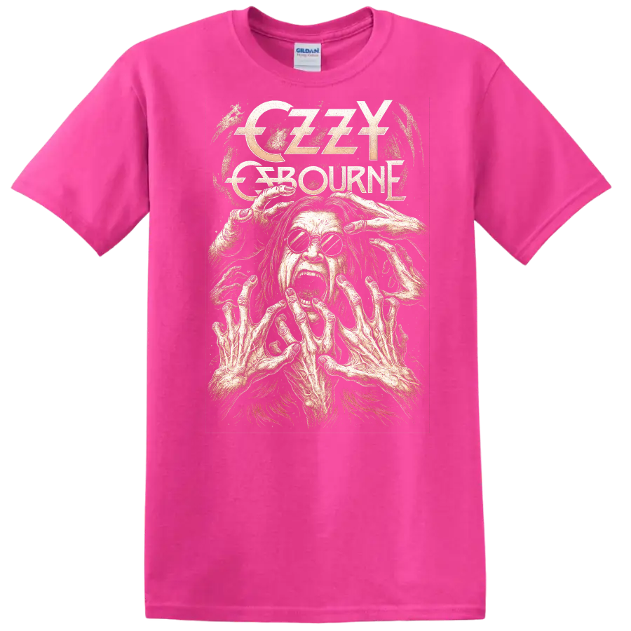 Creepy Retro Rock Legend Horror Face Album Cover Style T Shirt - Safety Pink