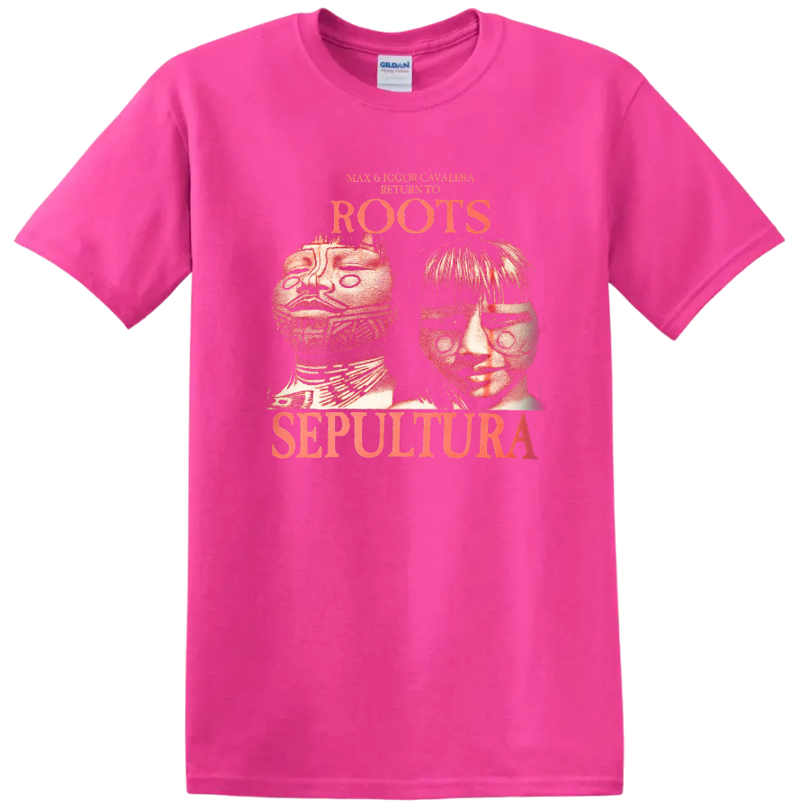 Max & Igor Cavalera Roots Sepultura Retro Metal Band T Shirt - Safety Pink