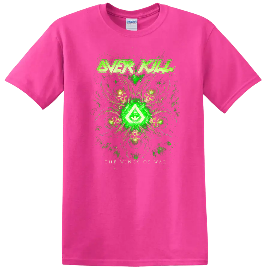 Overkill Green Heavy Metal Album Cover Style T Shirt - Safety Pink