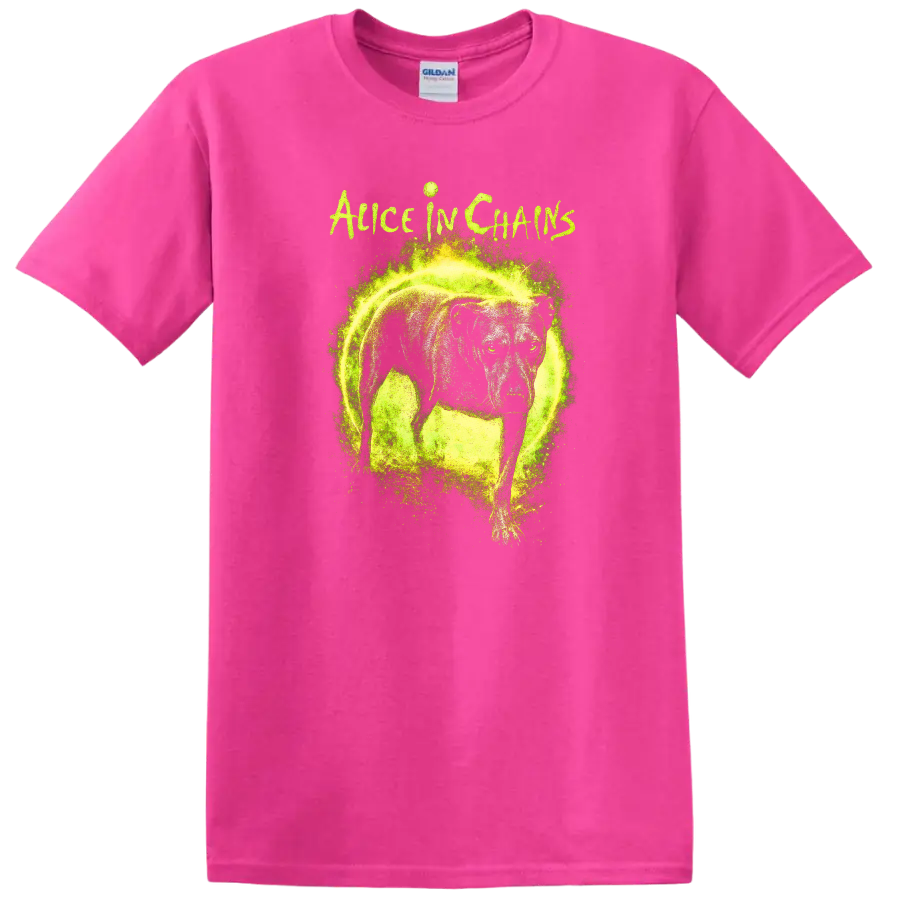 Alice in Chains Retro Heavy Metal Album Art T Shirt - Safety Pink