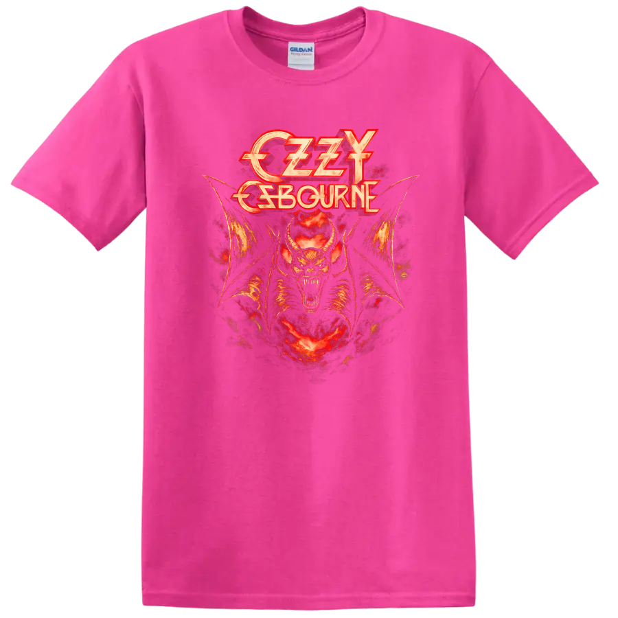 Ozzy Osbourne Retro Heavy Metal Demon T Shirt Vintage Rock Legend - Safety Pink
