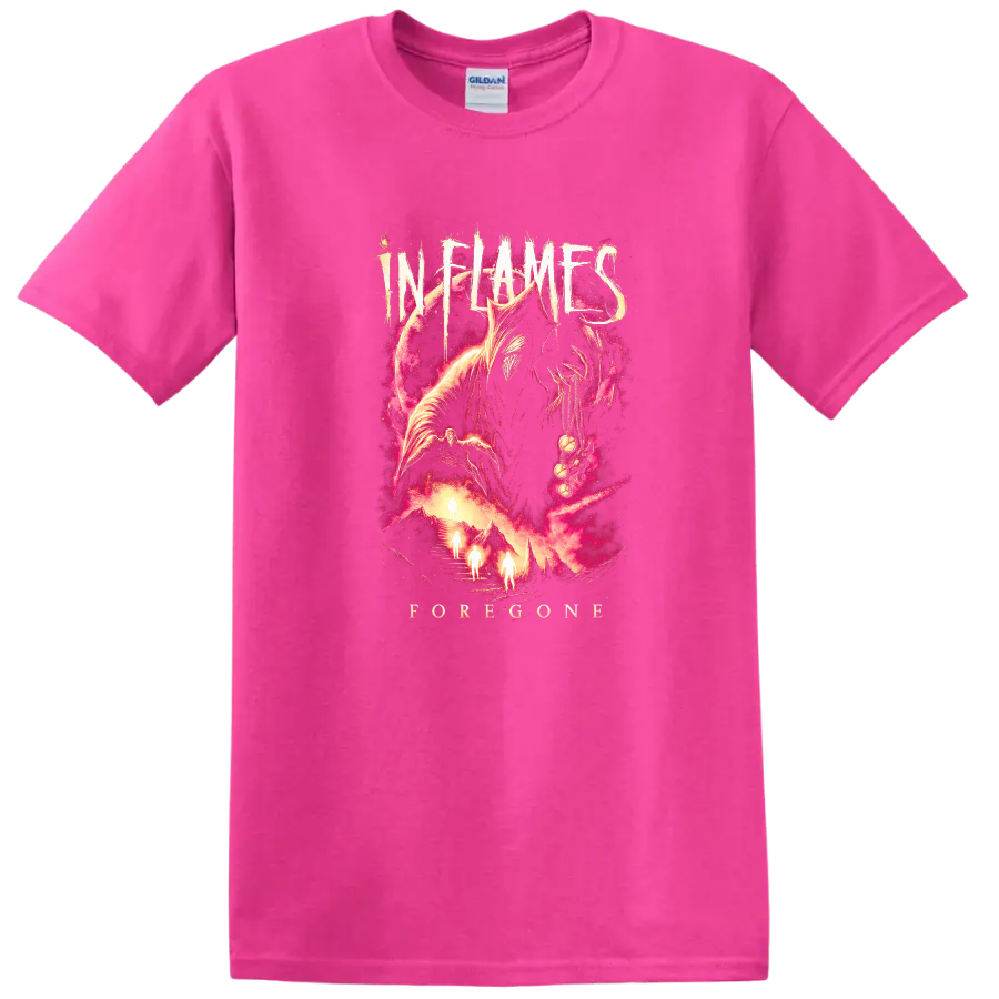 INFAMOUS Forever Retro Heavy Metal Album Art T Shirt - Safety Pink