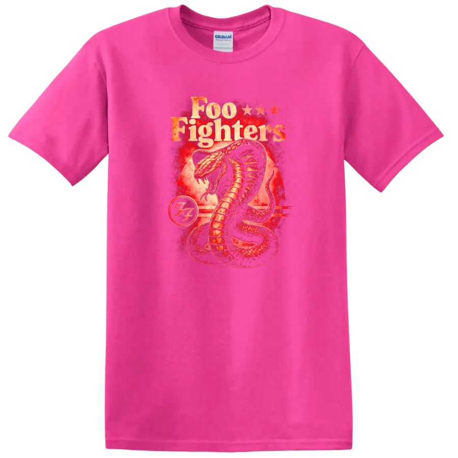 Foo Fighters Retro Heavy Metal Cobra Album Cover Style T Shirt - Safety Pink