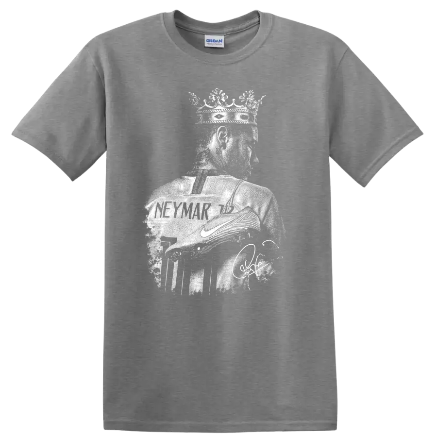 Retro Neymar soccer legend portrait graphic T - Sport Grey