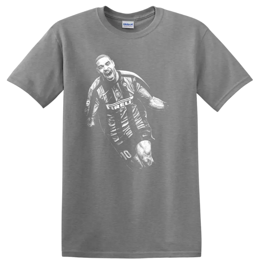 Retro soccer legend portrait of Adriano Leite Ribeiro on a T - Sport Grey