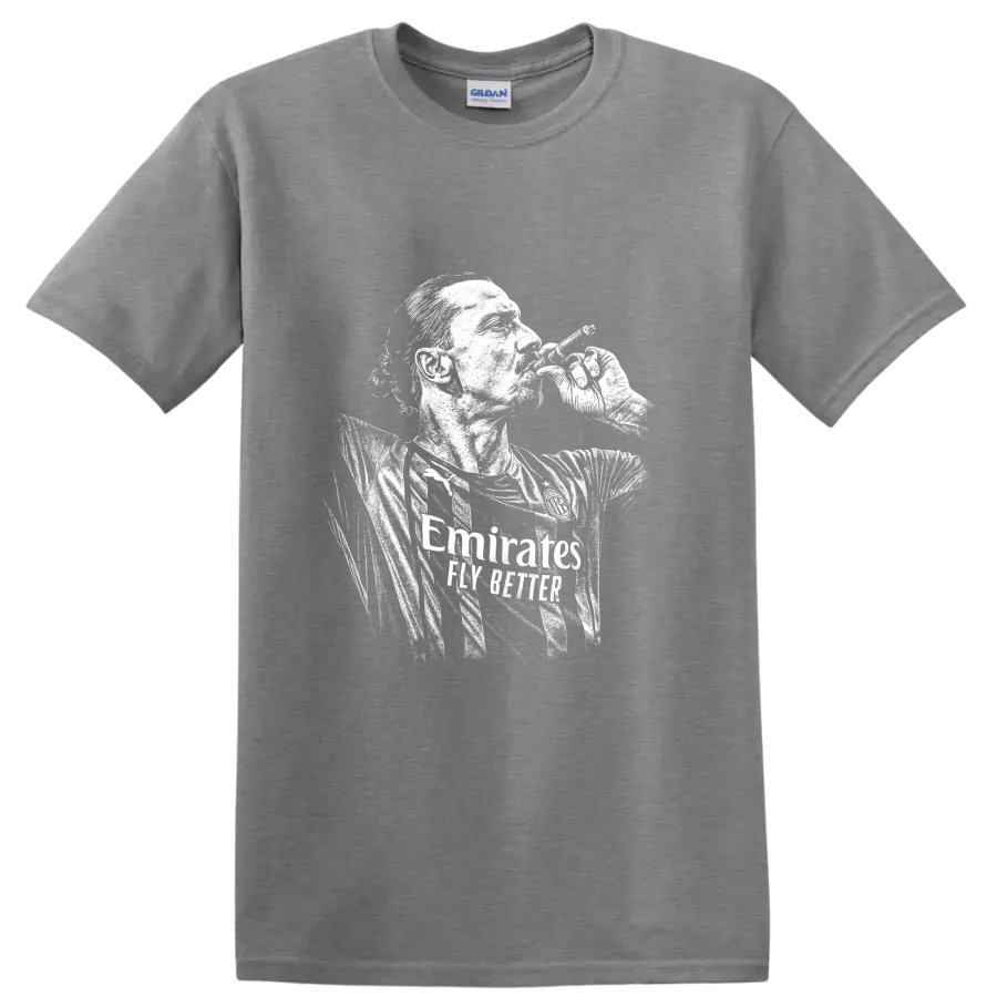 Retro soccer portrait of Zlatan Ibrahimović style graphic T - Sport Grey