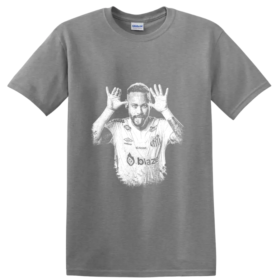 Retro soccer player portrait of Neymar Jr legend style T Shirt - Sport Grey