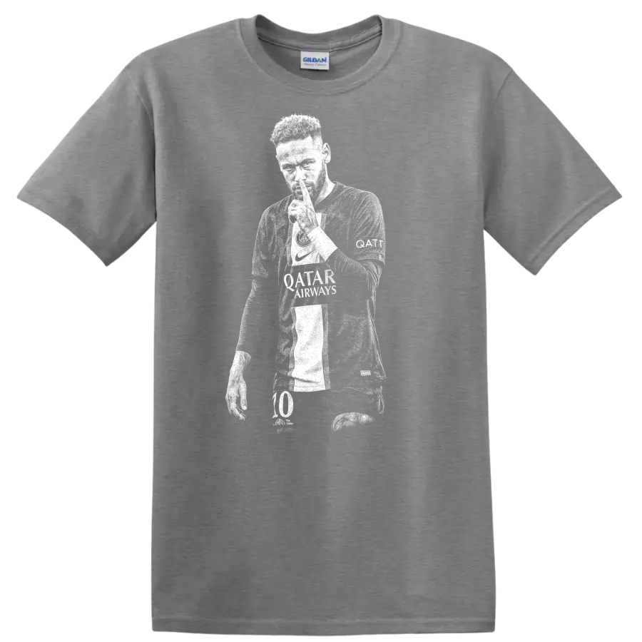 Retro soccer player portrait silhouette design inspired by Neymar Jr. T - Sport Grey