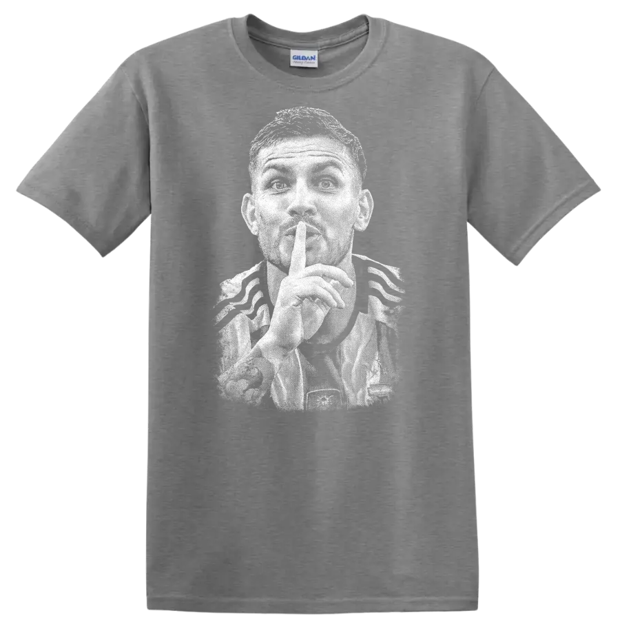 Retro soccer player portrait of Leandro Paredes on T - Sport Grey