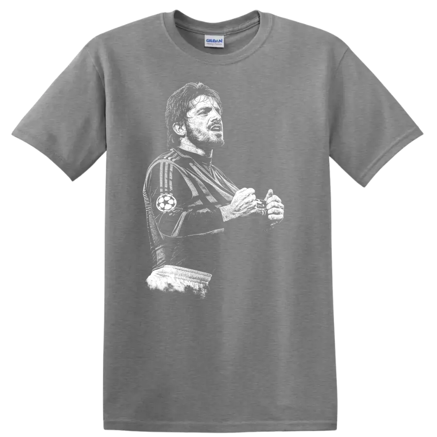 Retro black and white pixel portrait of Gennaro Gattuso soccer legend T - Sport Grey