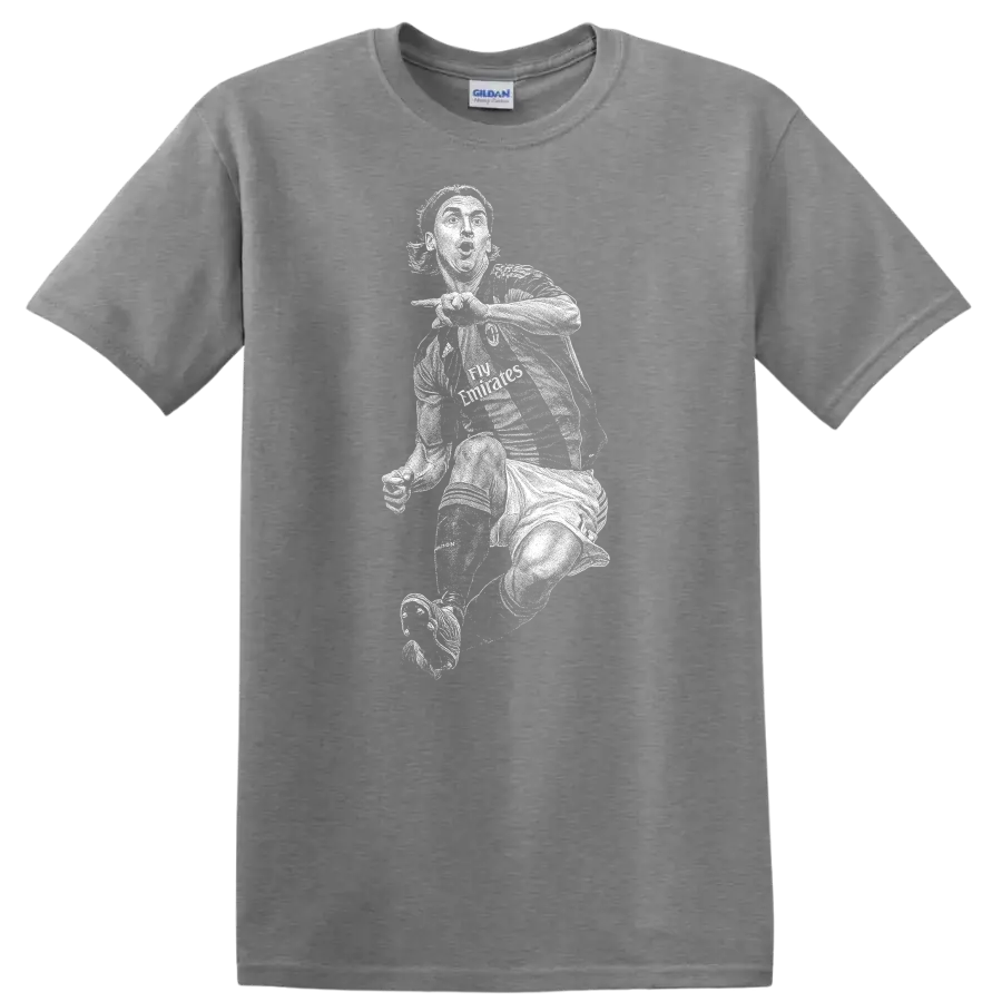 Retro soccer portrait of Zlatan Ibrahimović style graphic T - Sport Grey