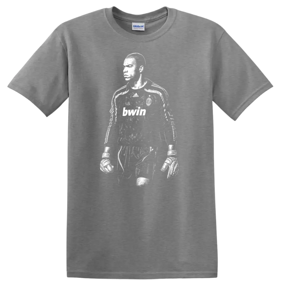 Black and white retro soccer portrait of Nelson de Jesus Silva T - Sport Grey