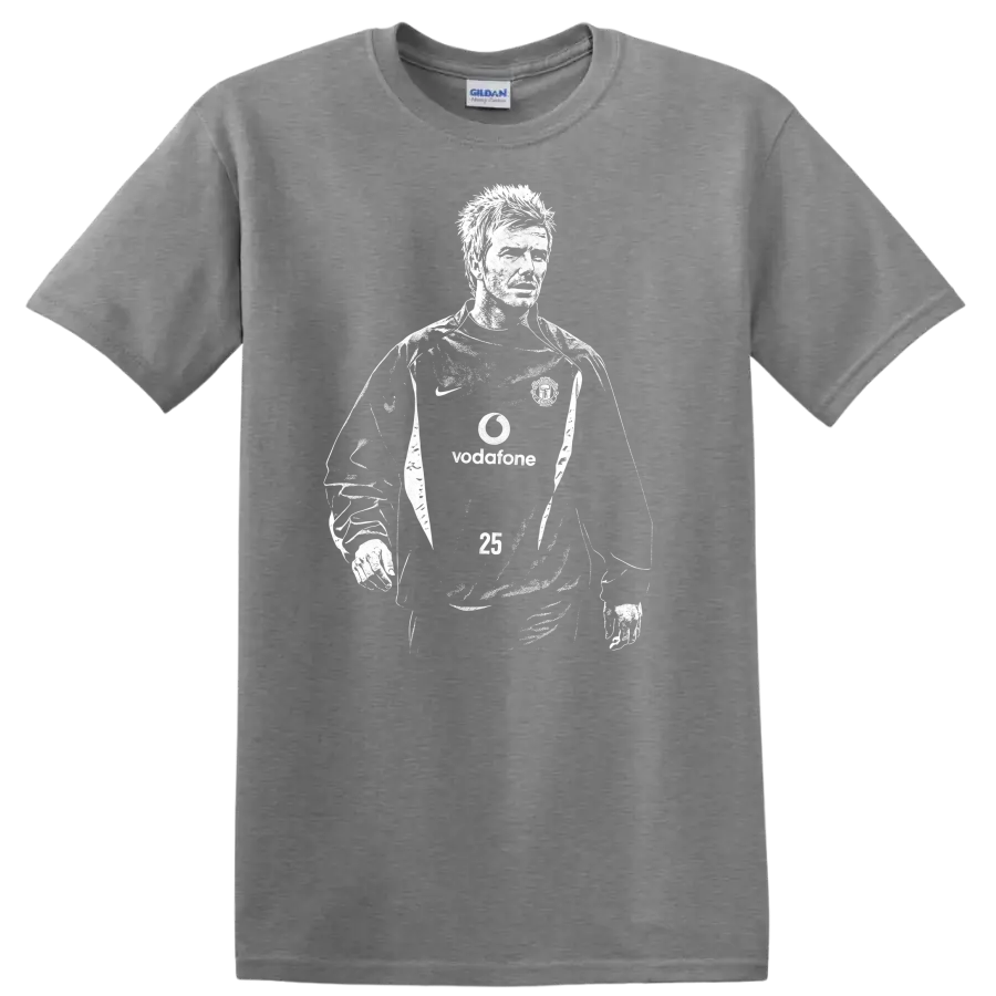 Black and white retro soccer player portrait graphic - Sport Grey