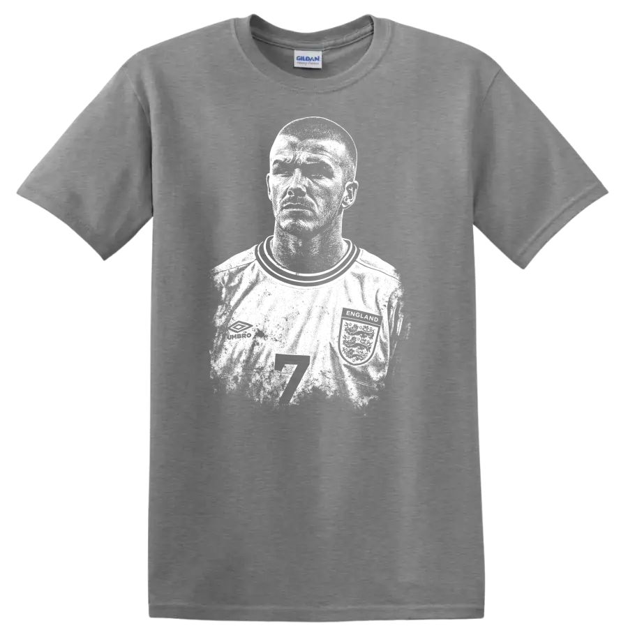 Retro soccer portrait David Beckham legend style T - Sport Grey
