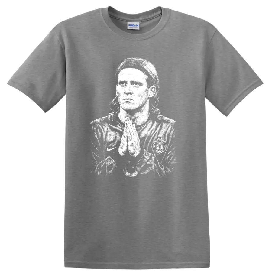 Retro soccer portrait graphic of Diego Forlán legend style on T - Sport Grey