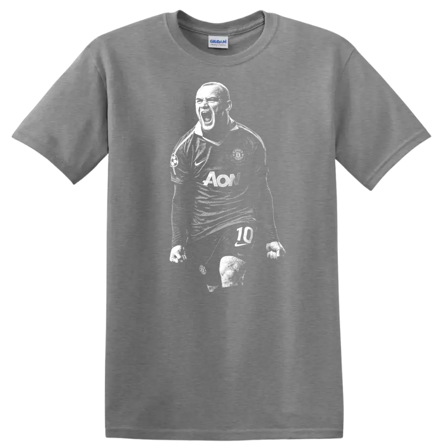 Retro black and white soccer player portrait style Wayne Rooney T - Sport Grey
