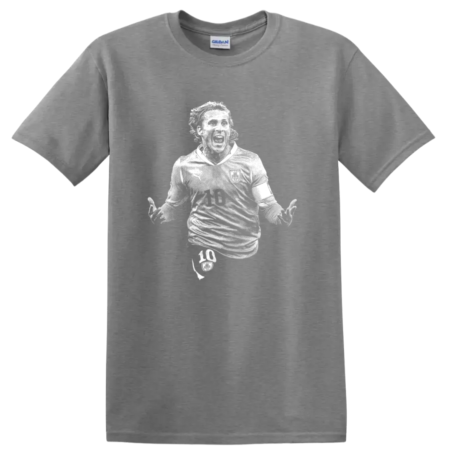 Retro soccer portrait silhouette inspired by Diego Forlán T - Sport Grey