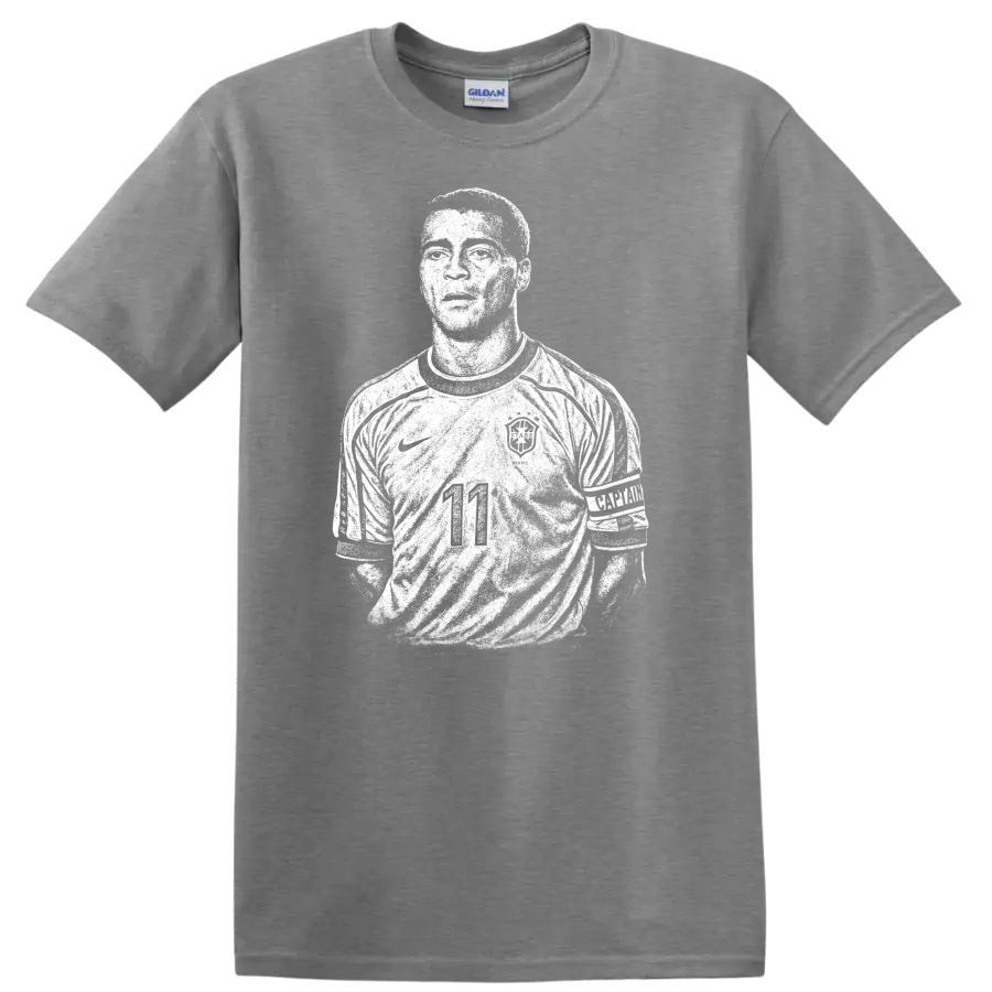 Retro soccer portrait legend style silhouette of Ronaldo Nazário T - Sport Grey