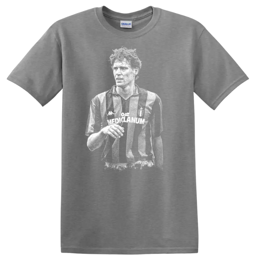 Black and white retro soccer portrait of Marco van Basten T shirt - Sport Grey