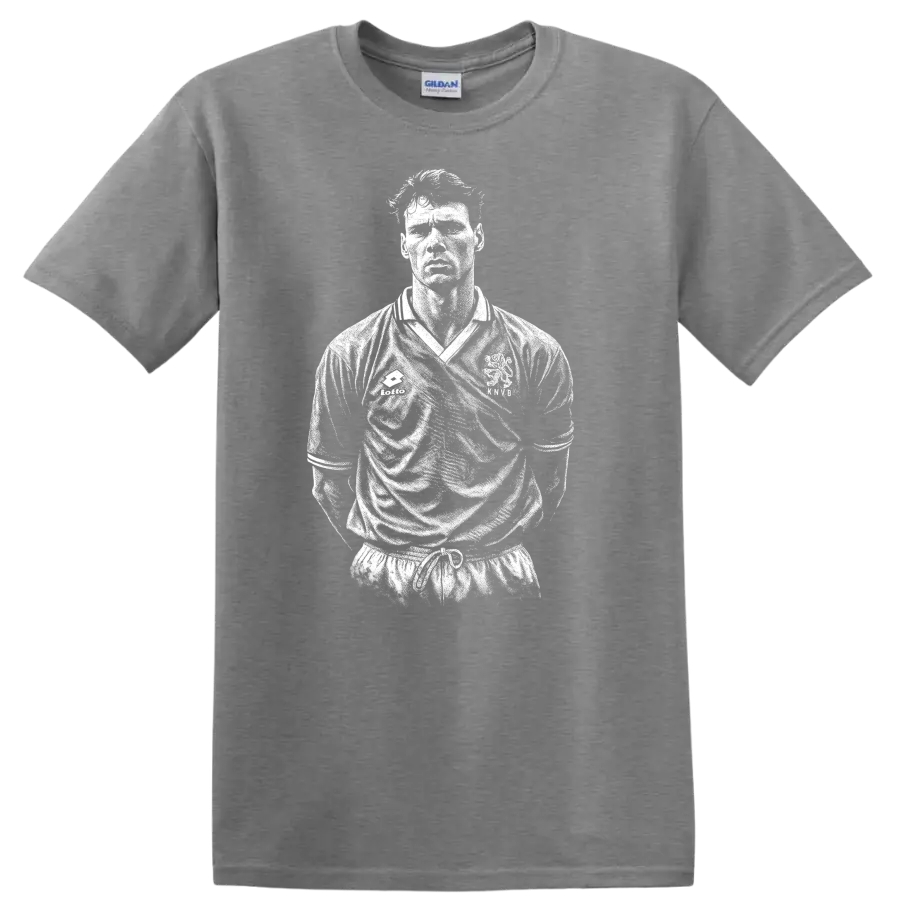Retro black and white soccer portrait of Marco van Basten T - Sport Grey