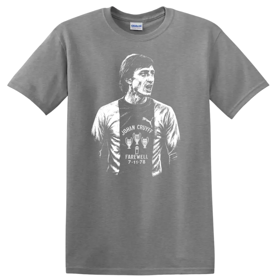 Retro black and white soccer legend portrait graphic T - Sport Grey