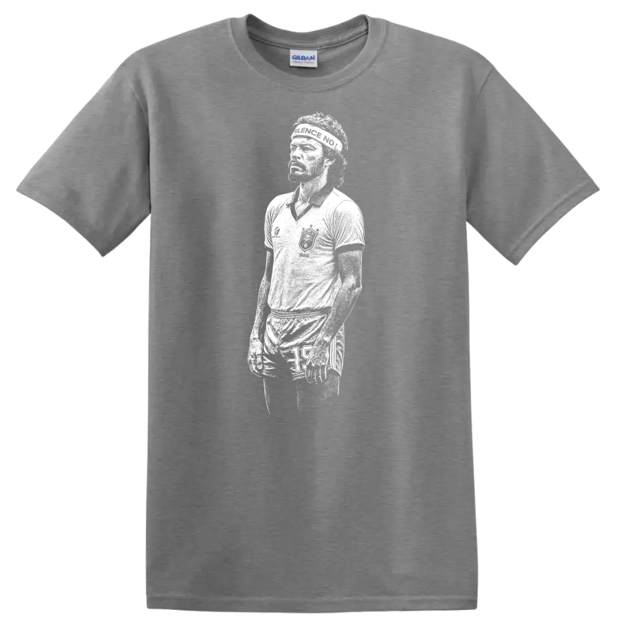 Retro soccer legend portrait graphic of Sócrates Brasileiro on - Sport Grey
