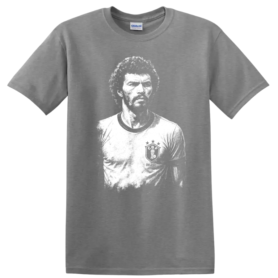 Retro black and white portrait of Sócrates Brasileiro T Shirt - Sport Grey