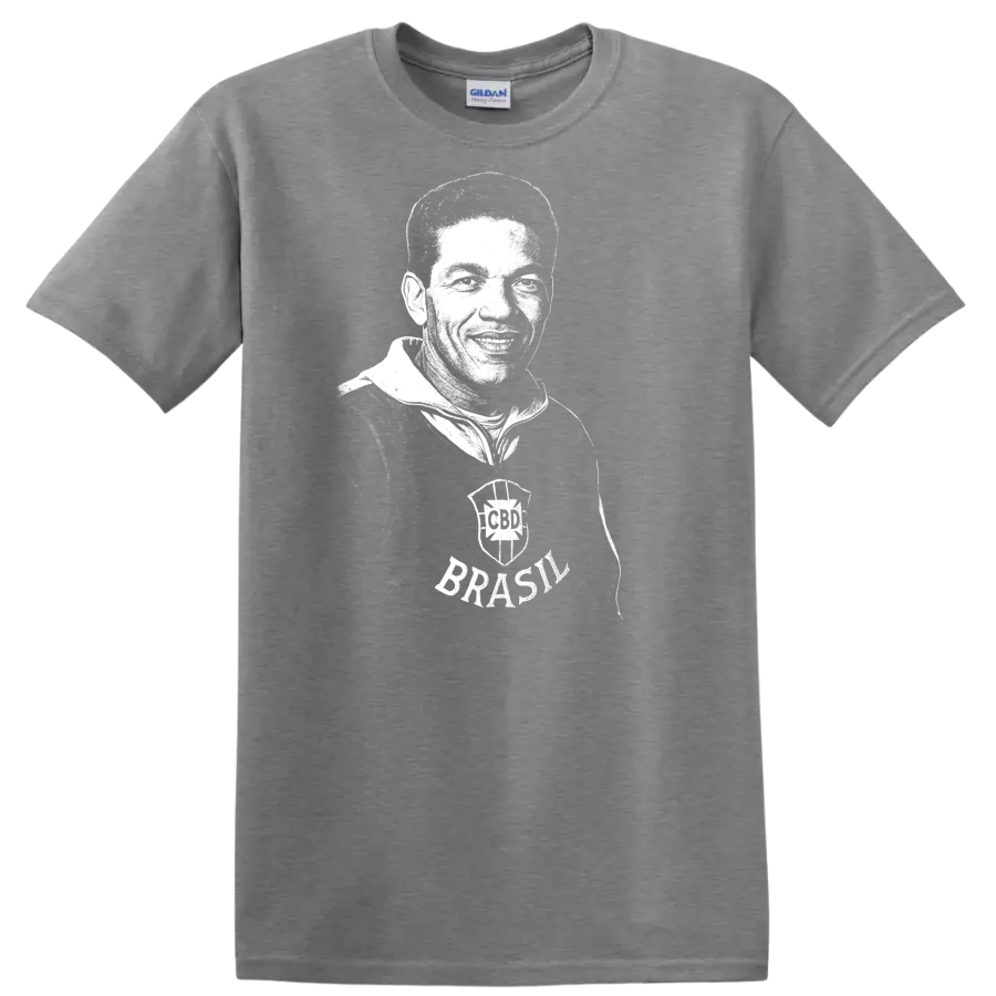 Black and white retro soccer legend portrait graphic T - Sport Grey