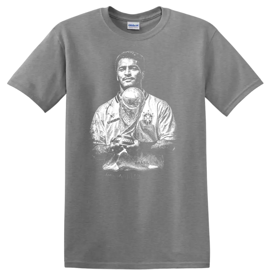Retro soccer portrait silhouette of Romário de Souza Faria T - Sport Grey