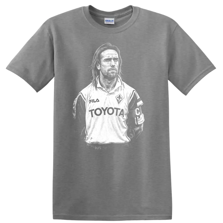 Black and white retro soccer portrait of Gabriel Omar Batistuta T - Sport Grey