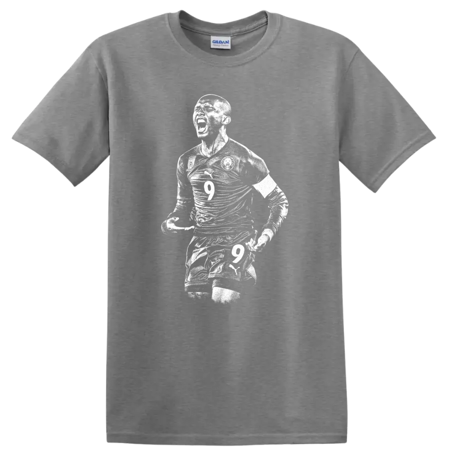 Black and white retro soccer player portrait graphic T - Sport Grey