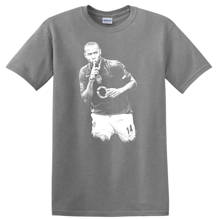 Retro soccer legend portrait style Thierry Henry T Shirt - Sport Grey