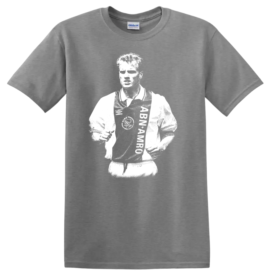 Retro black and white Dennis Bergkamp portrait T Shirt - Sport Grey