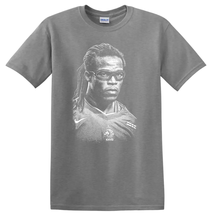 Black and white retro soccer player portrait T - Sport Grey