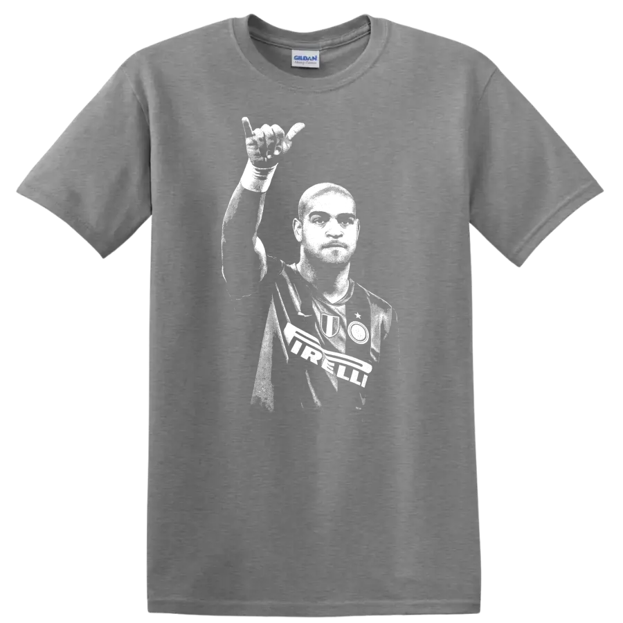 Retro soccer portrait of Adriano Leite Ribeiro legend style T - Sport Grey