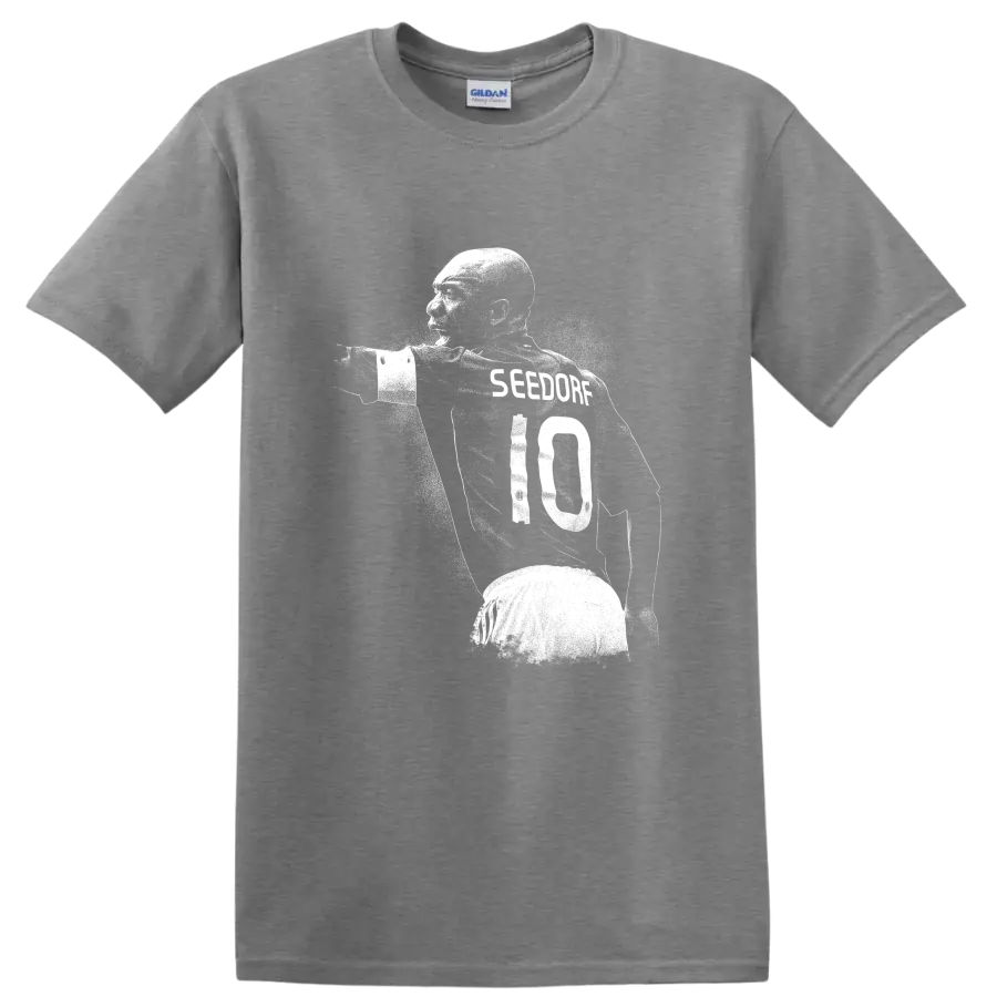 Retro soccer portrait design of Clarence Seedorf style T - Sport Grey