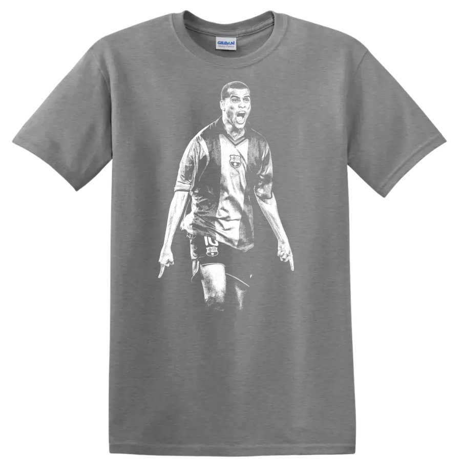 Black and white retro soccer portrait of Rivaldo style T - Sport Grey
