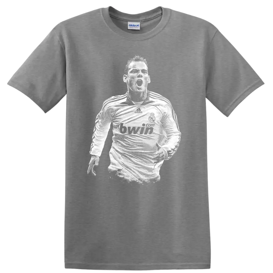 Retro pixel-style Cristiano Ronaldo portrait T shirt - Sport Grey