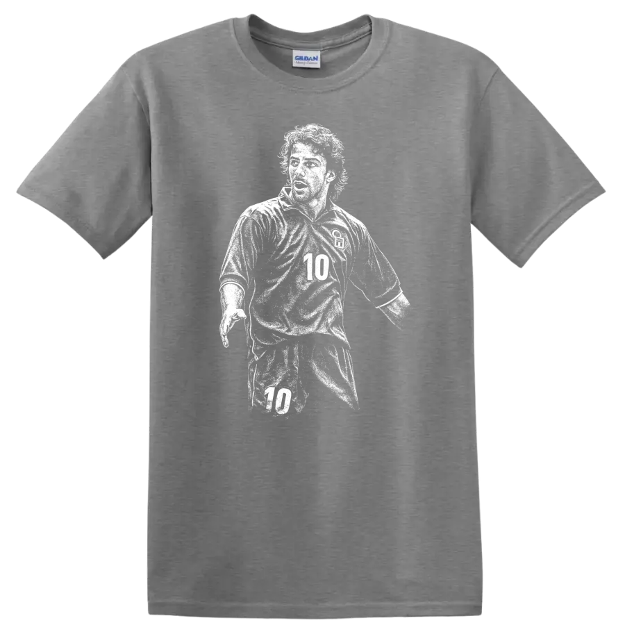 Retro soccer portrait of Alessandro Del Piero legend style T shirt - Sport Grey